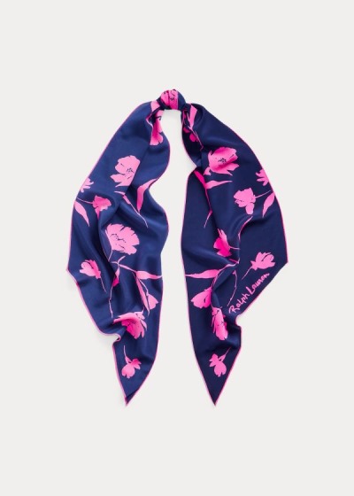 Bufandas Polo Ralph Lauren Mujer Azul Marino / Rosas - Floral Silk Hair Bow - TNYAF3158